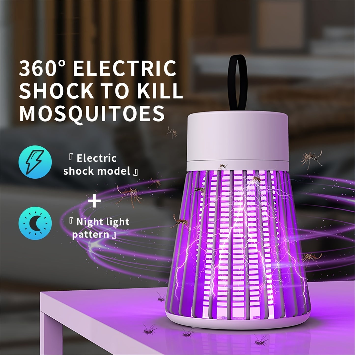 Ultra-Quiet Portable Mosquito Lamp - USB Rechargeable, Ideal for Indoor Use, Home, Garden, Camping & Picnics