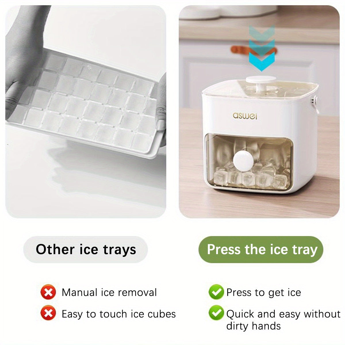 48-Ice Cube Maker with Easy-Press Lid