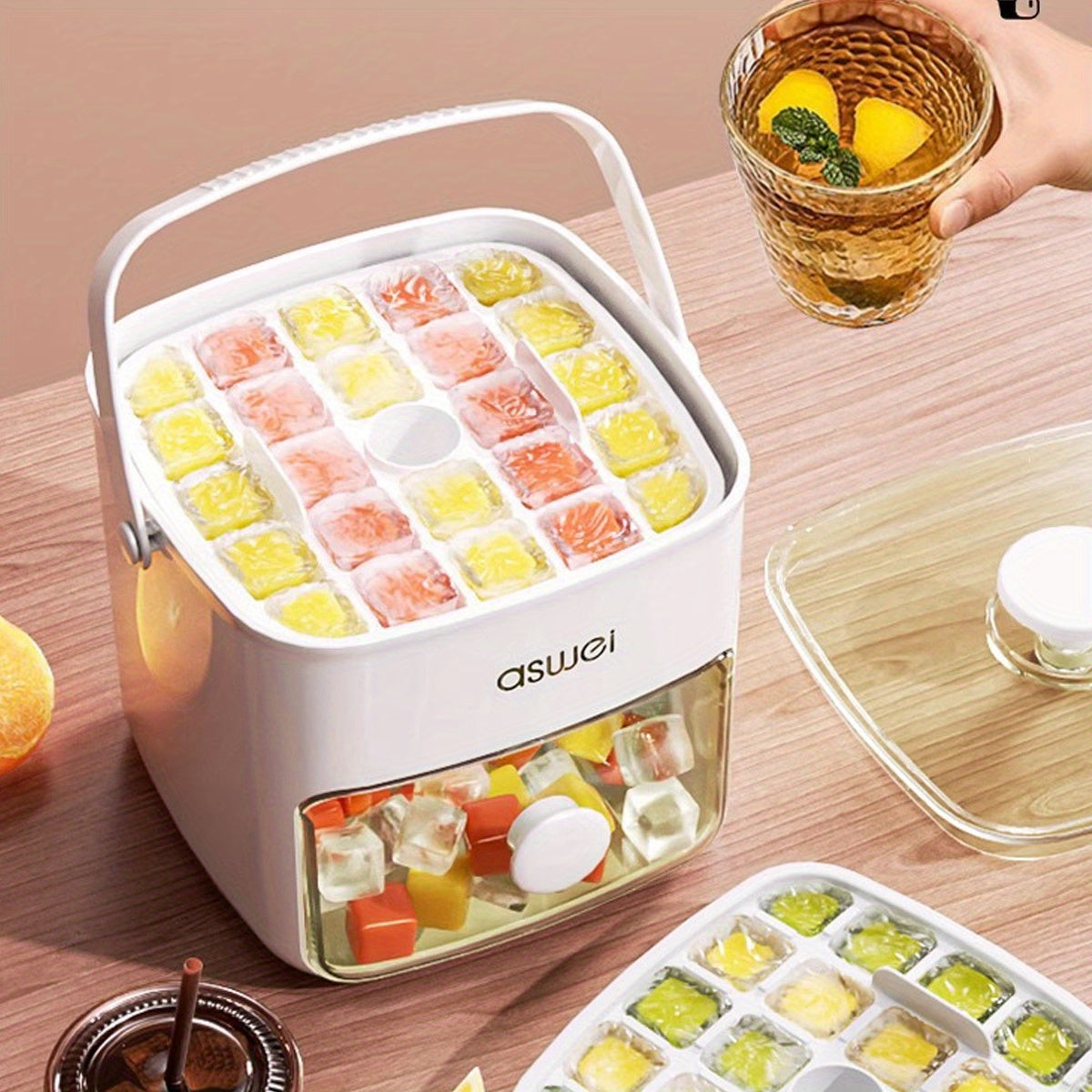 48-Ice Cube Maker with Easy-Press Lid