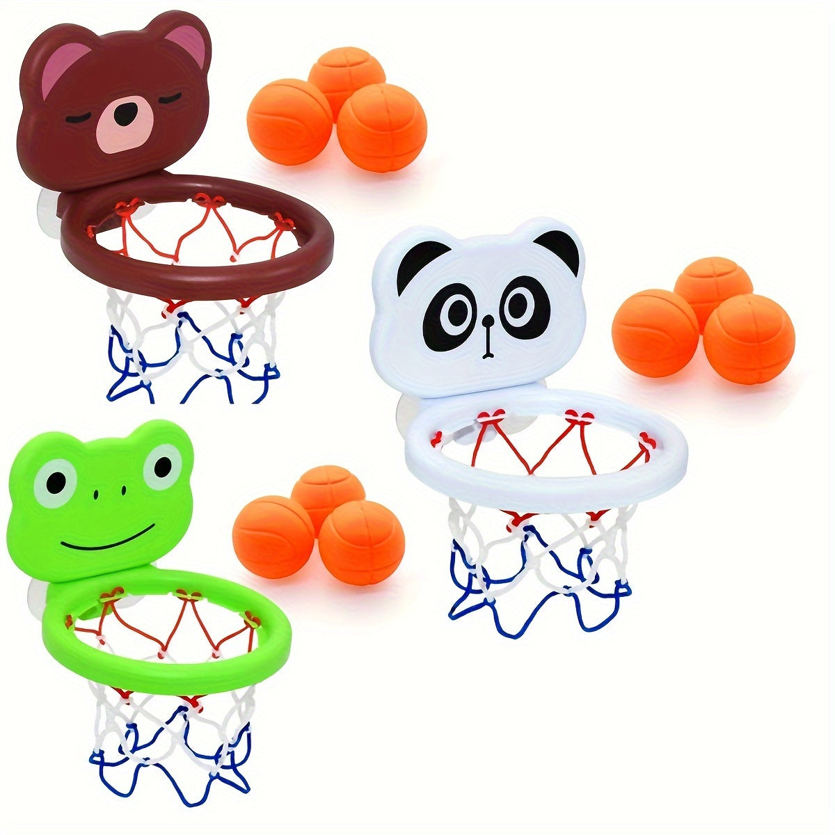 Bath Toy Suction Cup Shooting Basketball Holder With 3 Balls Bathroom