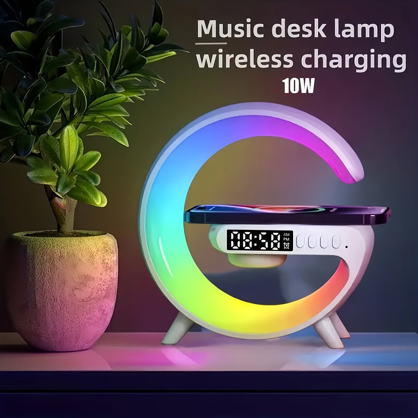 Wireless Fast Charger with built in bluetooth speaker and alarm clock