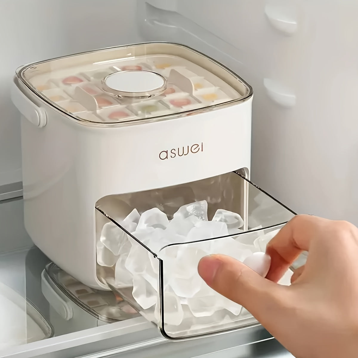 48-Ice Cube Maker with Easy-Press Lid