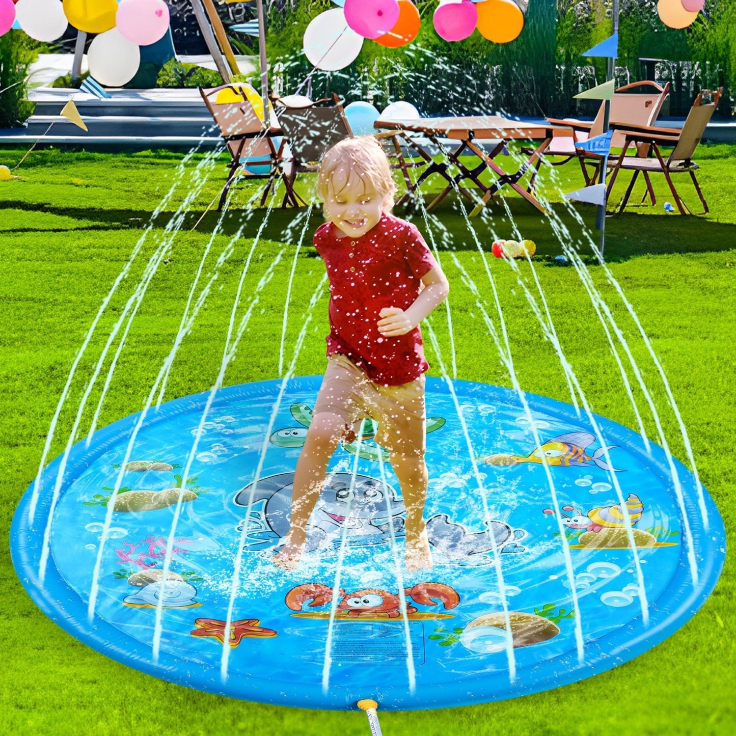 Outdoor Water Spray Mat, PVC Inflatable Splash Pad, Outdoor Lawn Play Mat, Game Water Spray Mat, Summer Outdoor Sprinkle Toys