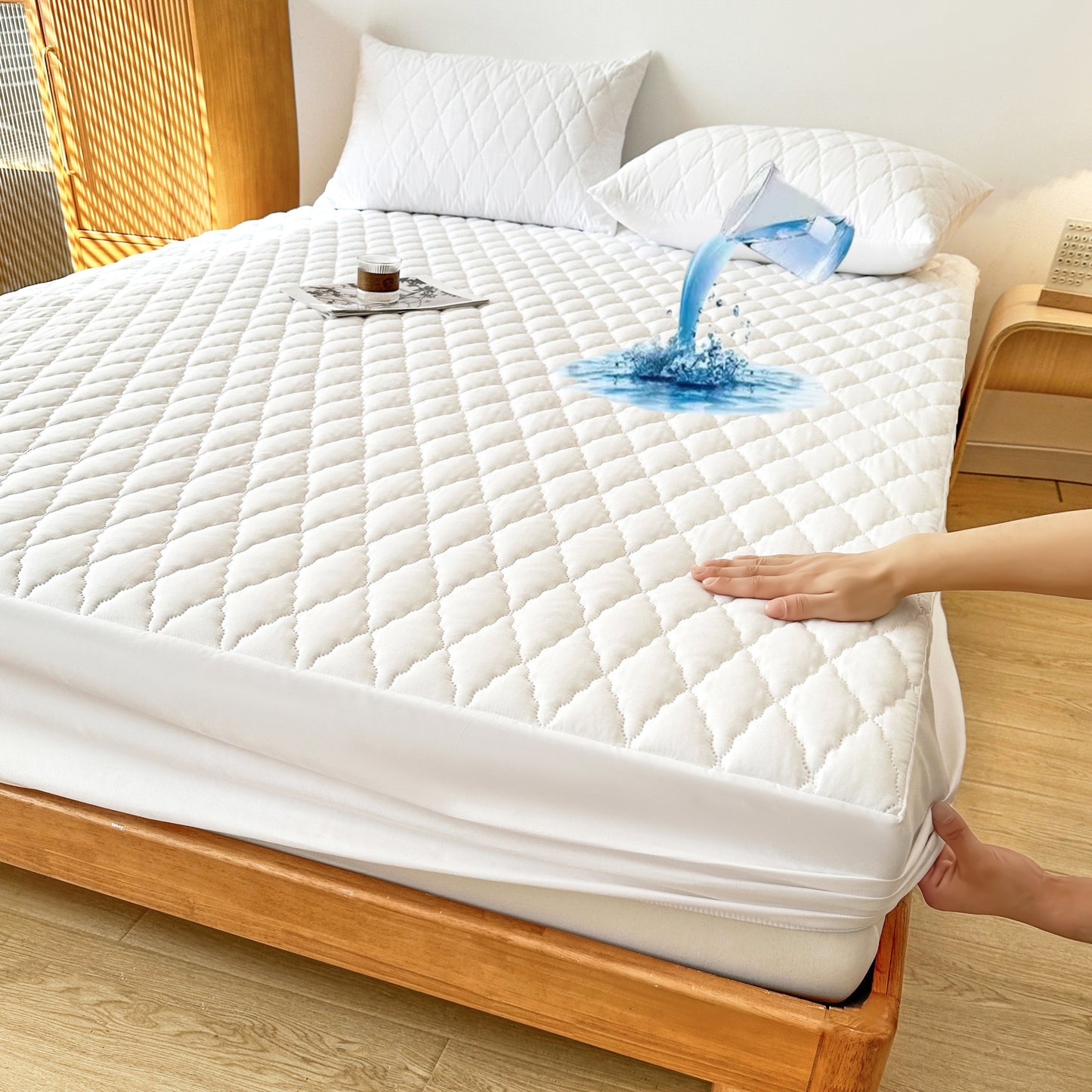 1pc Layered Waterproof Mattress Protector (Without Pillowcase And Pillow Insert)  fitted sheet only