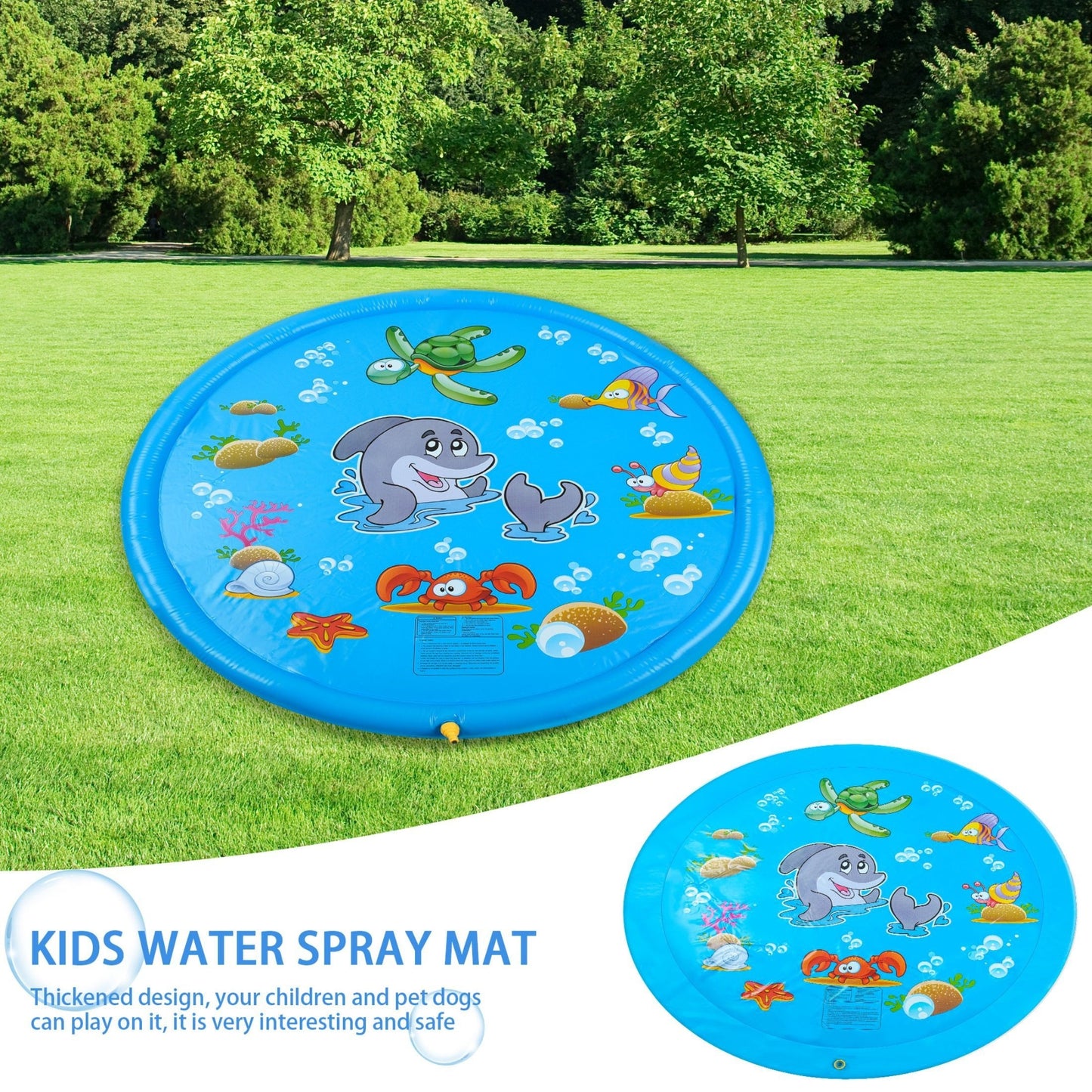 Outdoor Water Spray Mat, PVC Inflatable Splash Pad, Outdoor Lawn Play Mat, Game Water Spray Mat, Summer Outdoor Sprinkle Toys