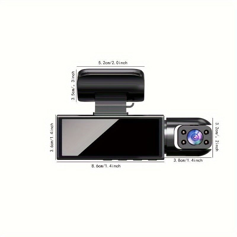 Dual Dash Cam with  Infrared Night Vision, Dual Channel 1080P Front And Inside, Wide Angle Car DVR Camera With 8.03 Cm IPS Screen, 24hr Motion Sensor Parking Mode, Loop Recording (Without 32G Card)