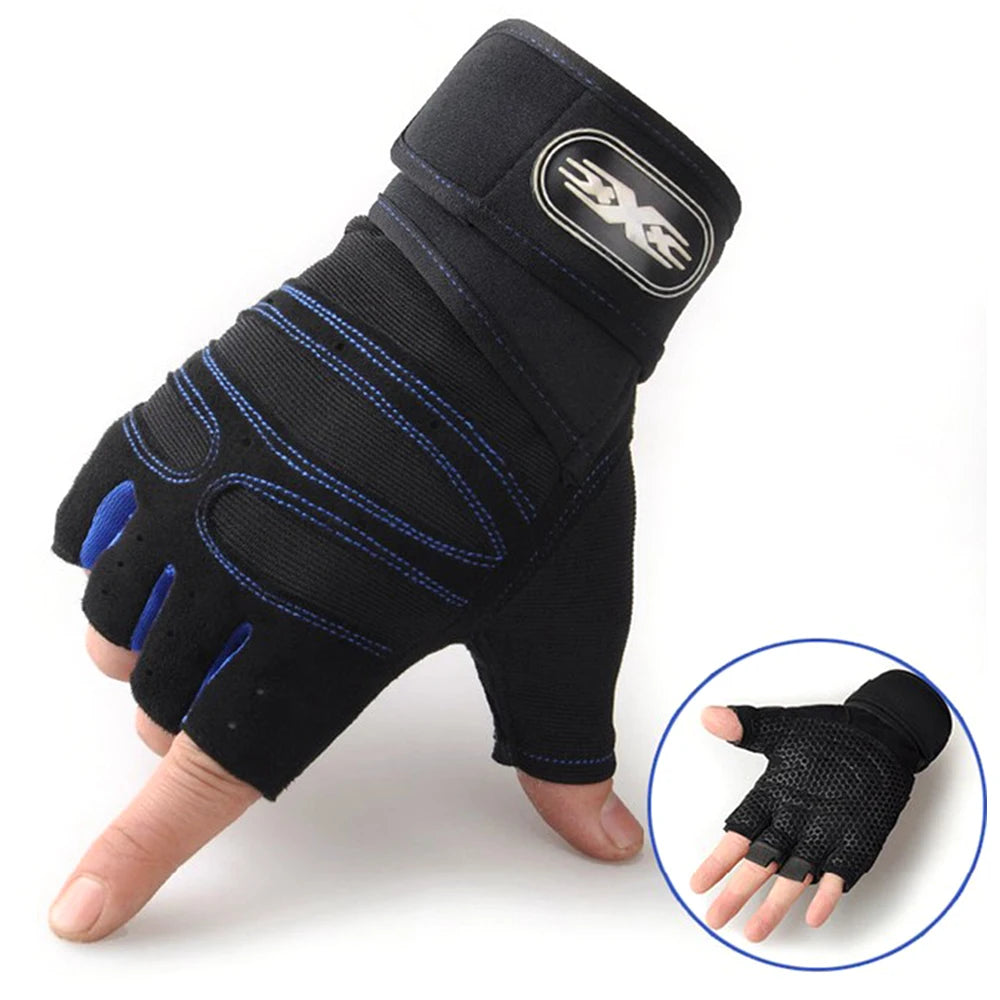 non-slip half finger heavy duty gym gloves