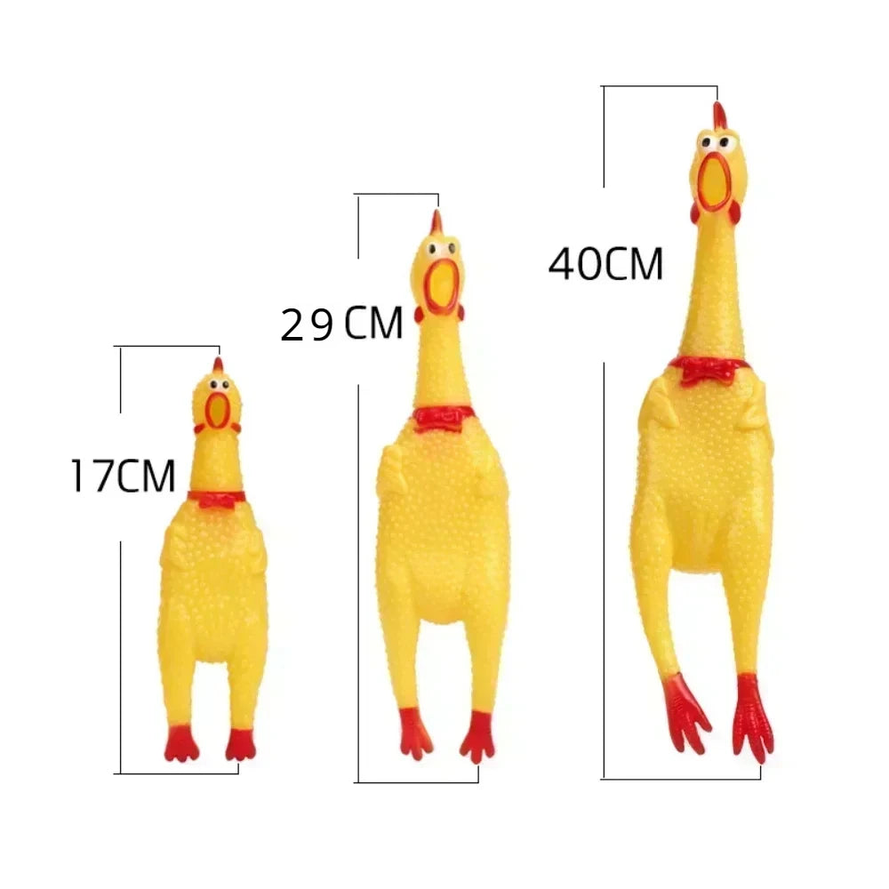 Squeaky chicken dog toy