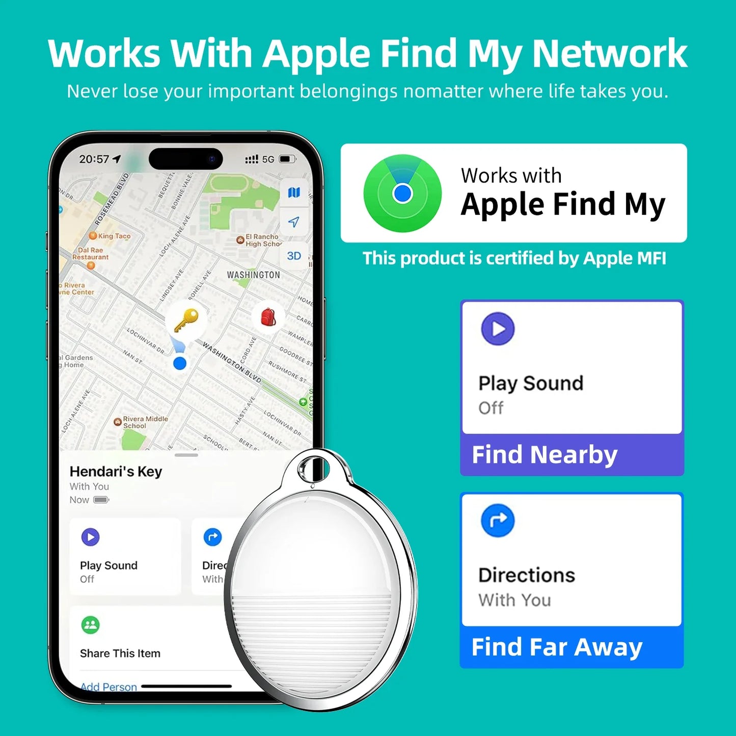 Mini airtag compatible with find my iphone