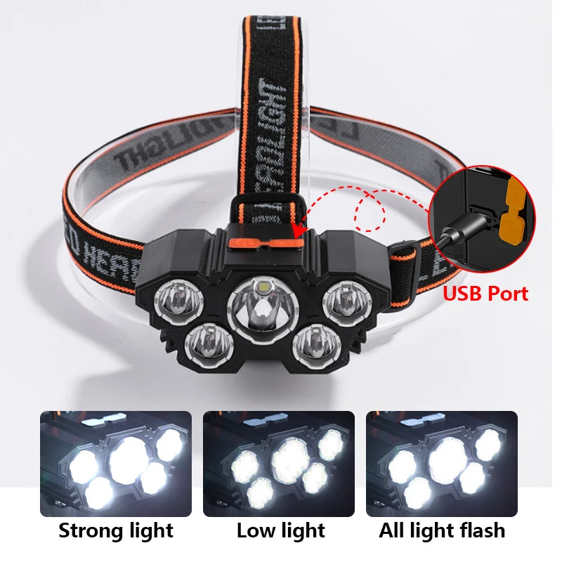 5 LED Flashlight Rechargeable with Built in Battery