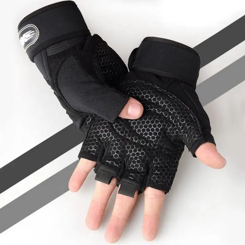 non-slip half finger heavy duty gym gloves