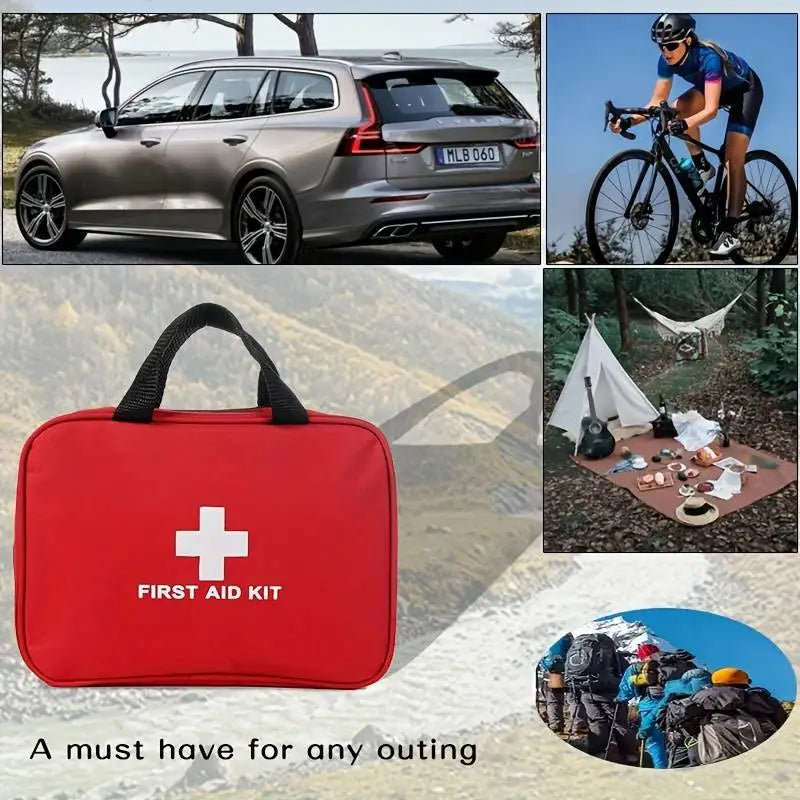 184pcs First Aid Kit, Multi-purpose Emergency Medical Supplies Portable Medical Bag, For Outdoor Hiking, Camping And More