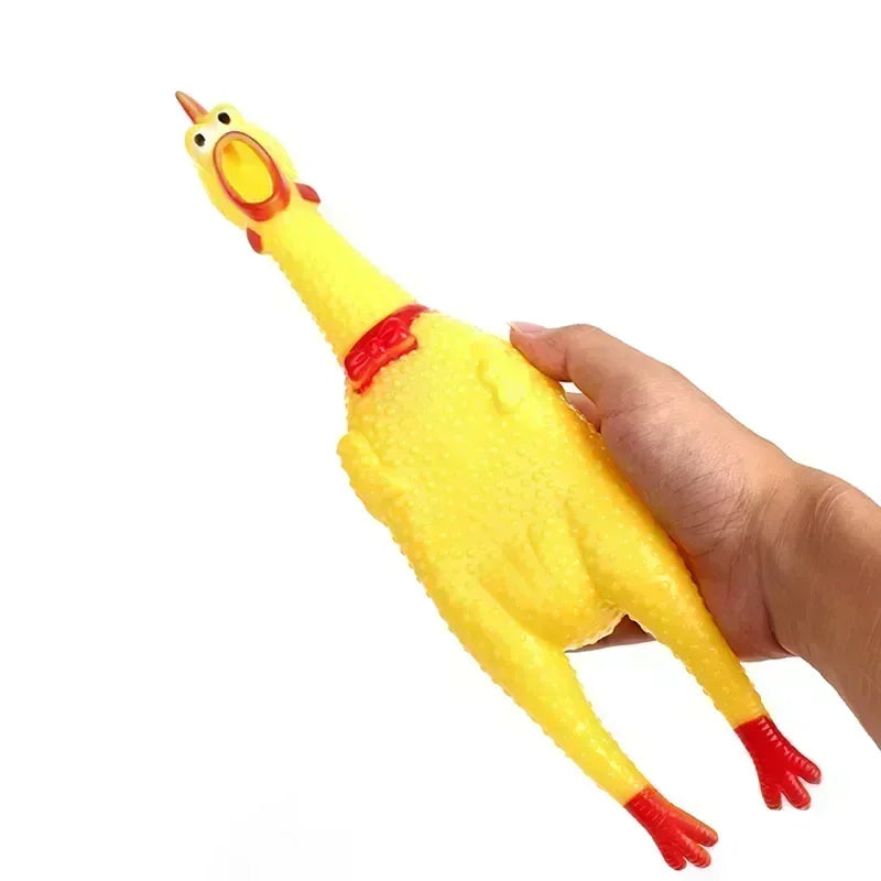 Squeaky chicken dog toy