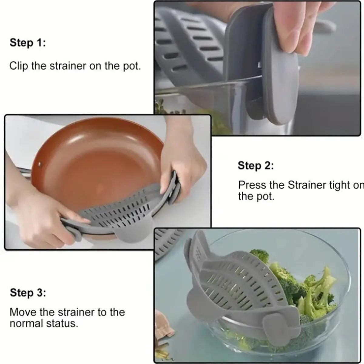 1pc, Strainer, Pot Strainer, Adjustable Clip On Strainer For Pots Pans And Bowls,