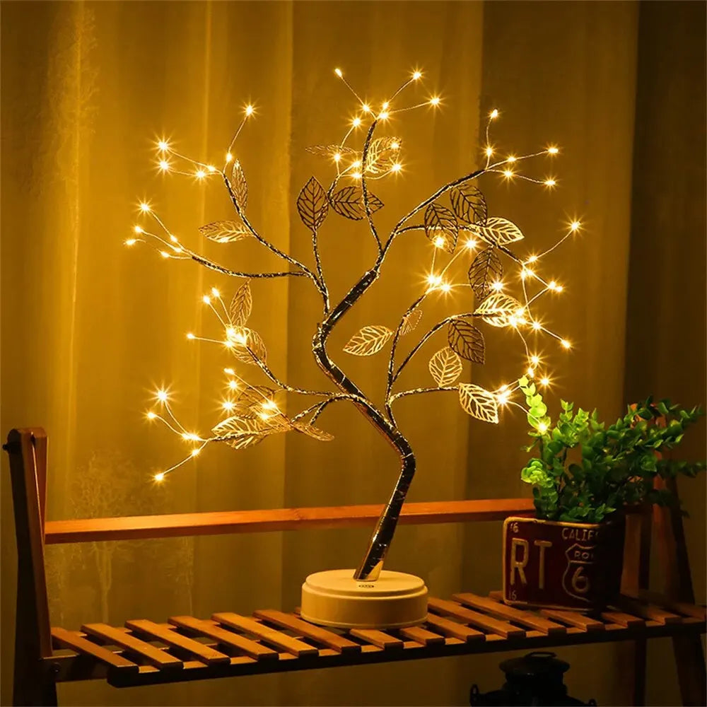 LED Rose Leaf Table Lamp USB charging