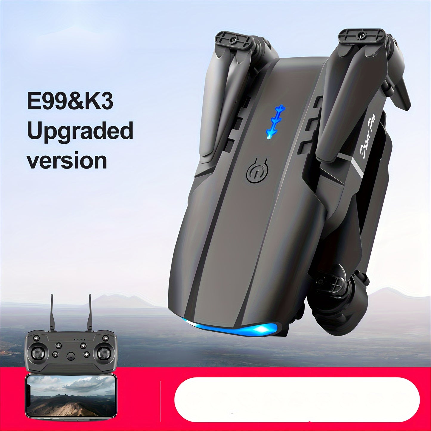 NEW E99 K3 Professional RC Drone, Dual Camera Double Folding RC Height Hold Remote Control Toy