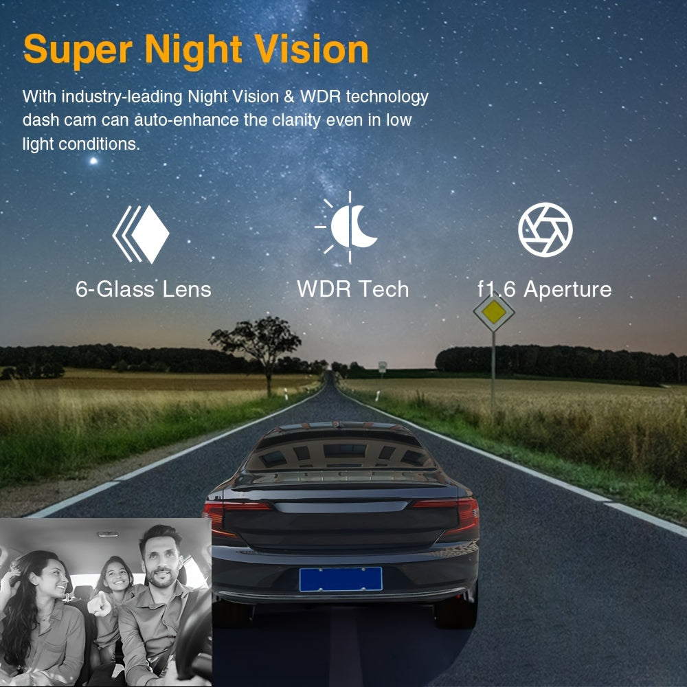 Dual Dash Cam with  Infrared Night Vision, Dual Channel 1080P Front And Inside, Wide Angle Car DVR Camera With 8.03 Cm IPS Screen, 24hr Motion Sensor Parking Mode, Loop Recording (Without 32G Card)