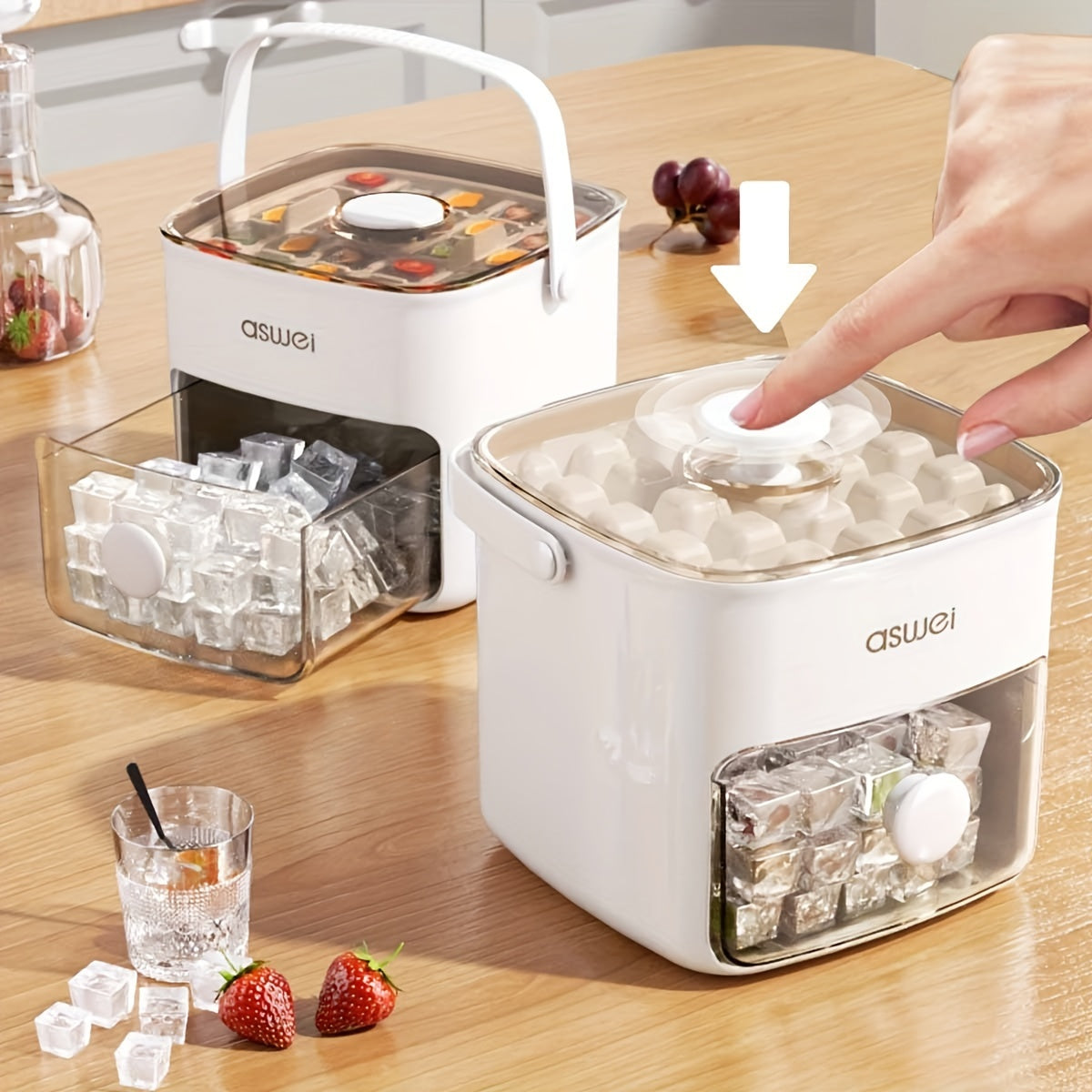 48-Ice Cube Maker with Easy-Press Lid