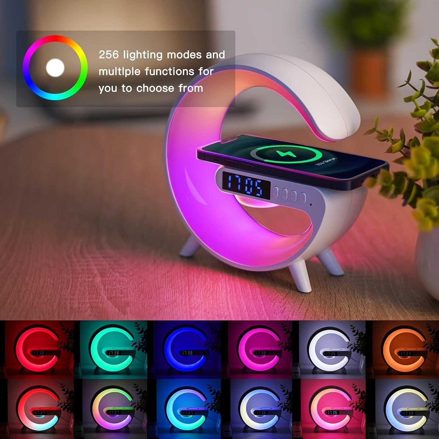 Wireless Fast Charger with built in bluetooth speaker and alarm clock